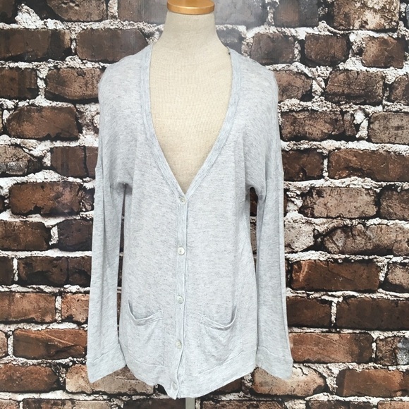 Revolve LA Made Sweater Cardigan Gray Pockets Button Small - Picture 7 of 13